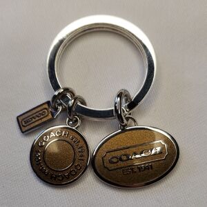 Coach Gold and Silver-tone Logo Charm Keyring